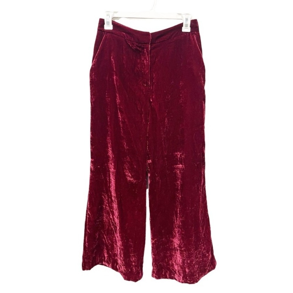 House of Harlow 1960 Revolve Burgundy Velvet Wide Leg Pants Size Small Boho Luxe